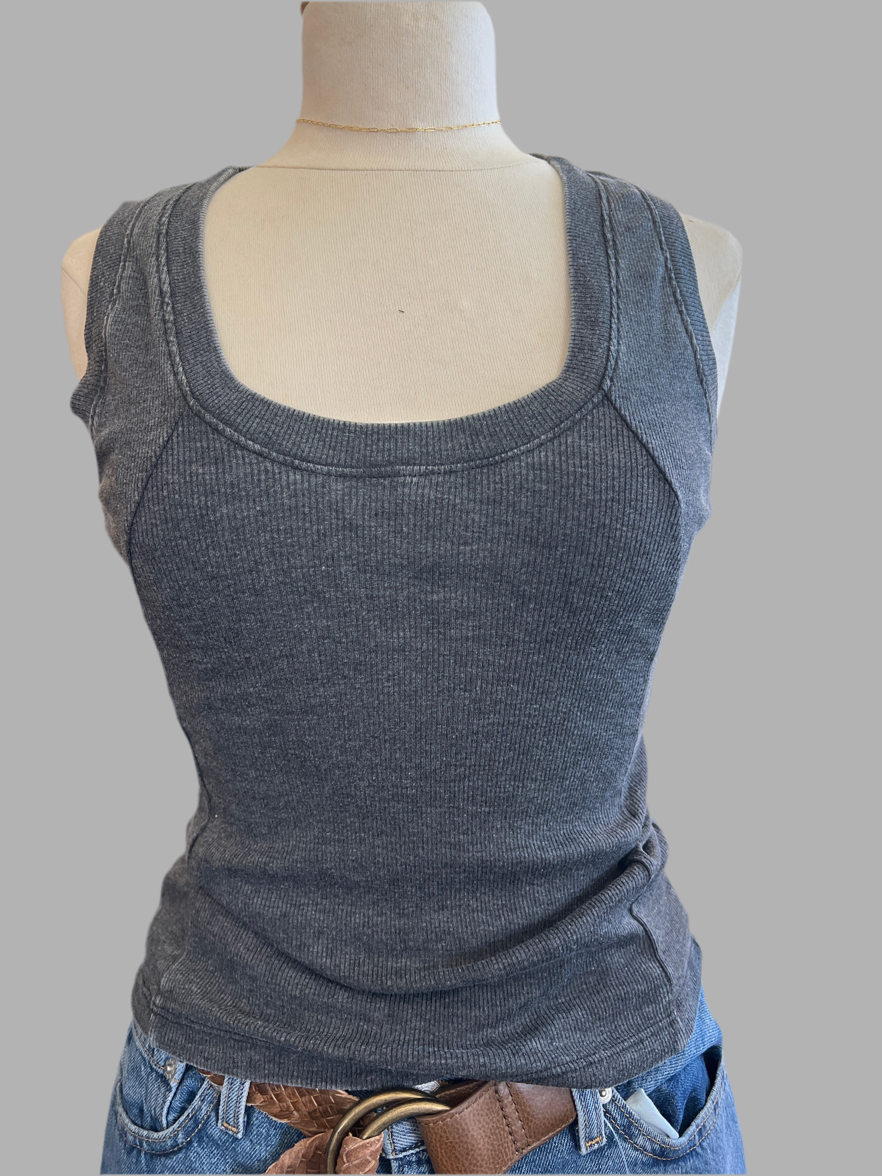 Project Social T Porta Seamed Burnout Ribbed Tank 11562QY