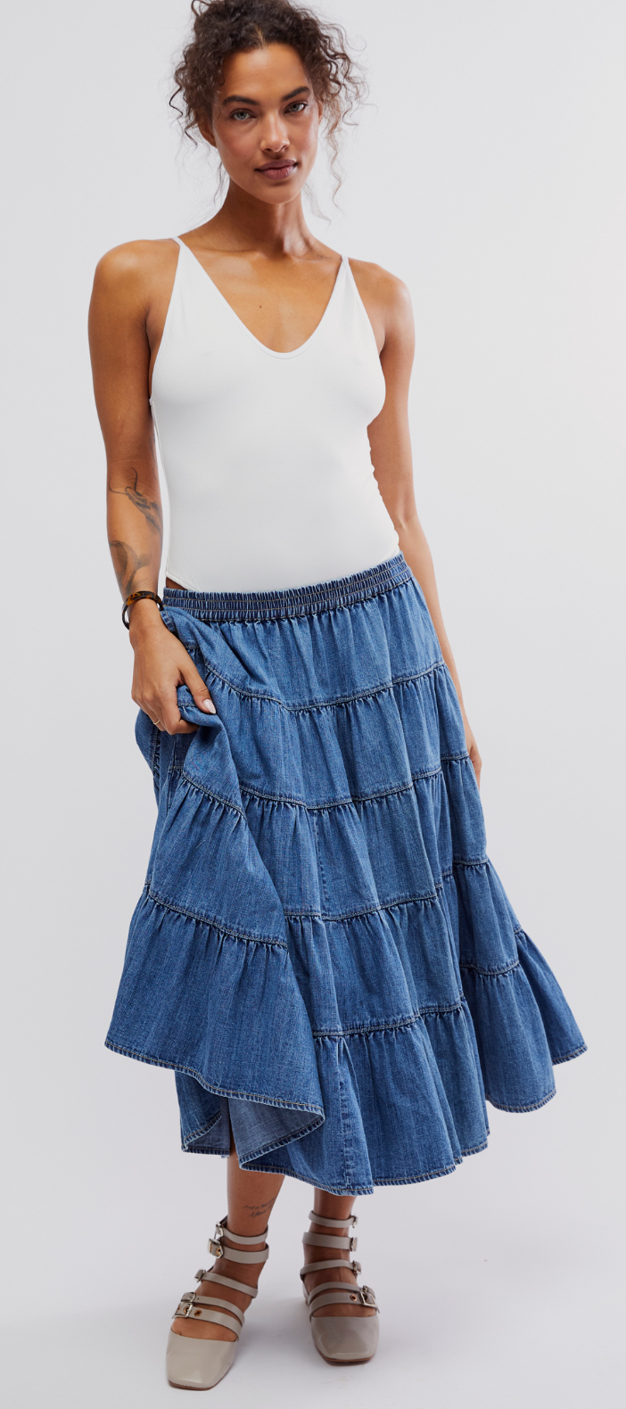 Full Swing Chambray Midi FP OB1985579 5413 Cool Blue XS