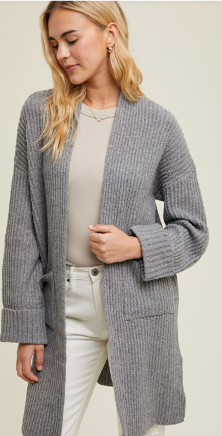 Wishlist Brushed Ribbed Knit Cardigan WL24-9352