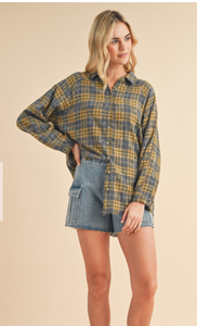 Wishlist Plaid Raw Edge Detail Shirt WL24-9165