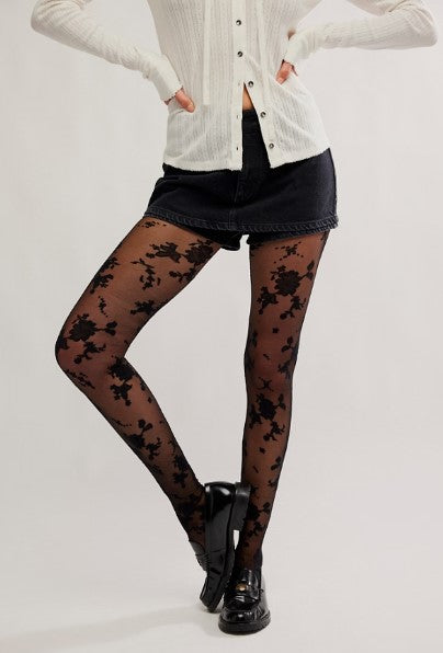 Free People Flocked Floral Tights CLF22600