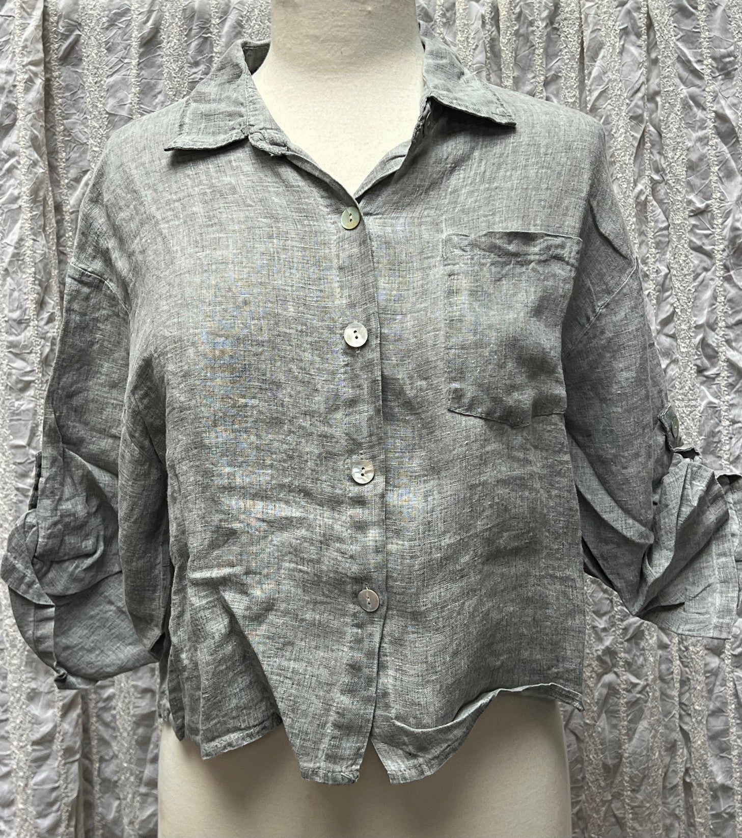 Meo meli Cropped Linen Shirt V9062-2