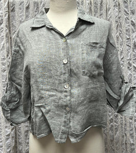 Meo meli Cropped Linen Shirt V9062-2