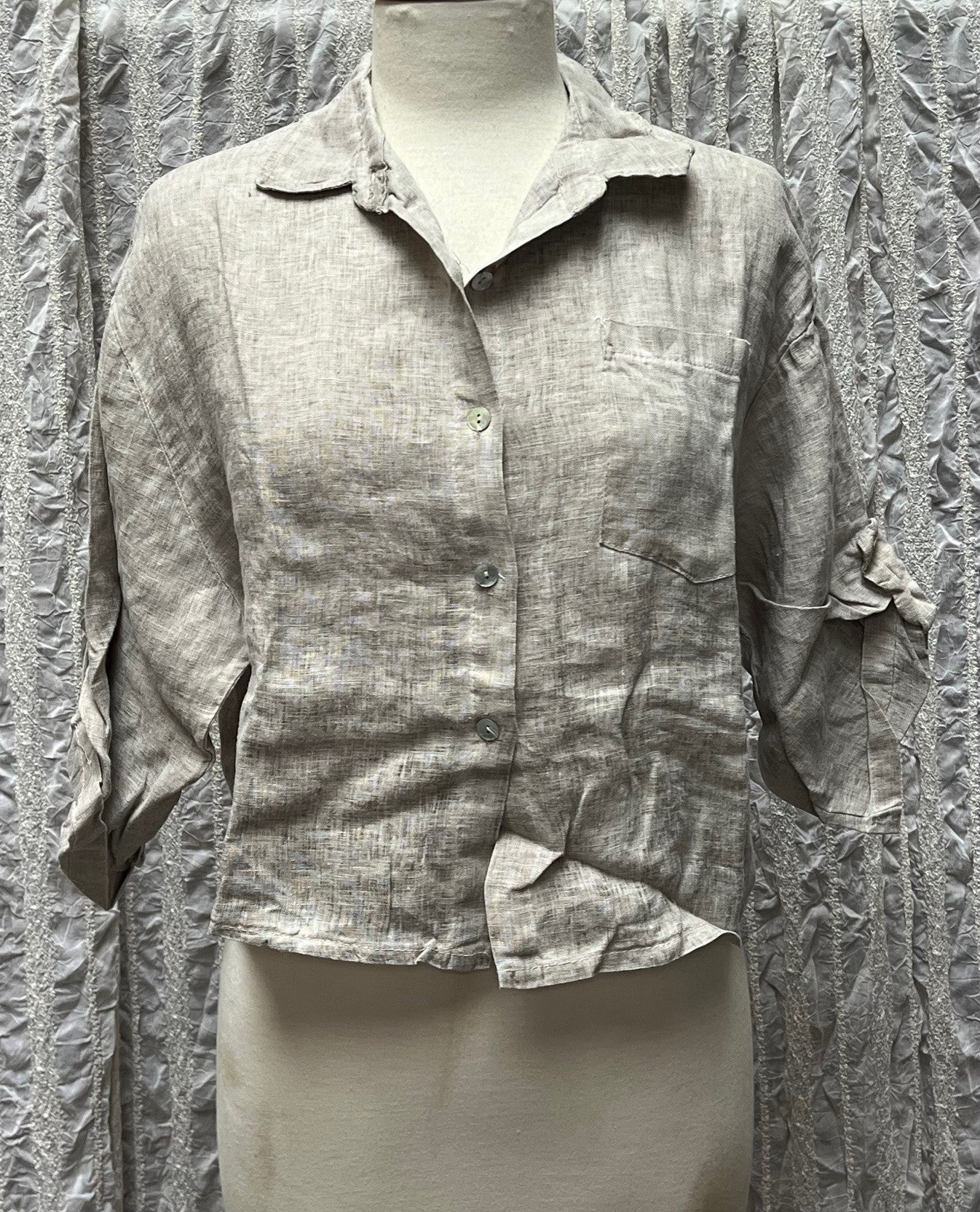 Meo meli Cropped Linen Shirt V9062-2