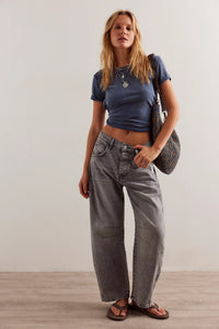 Free People Mid Rise Barrel Falcon Gray OB1992786