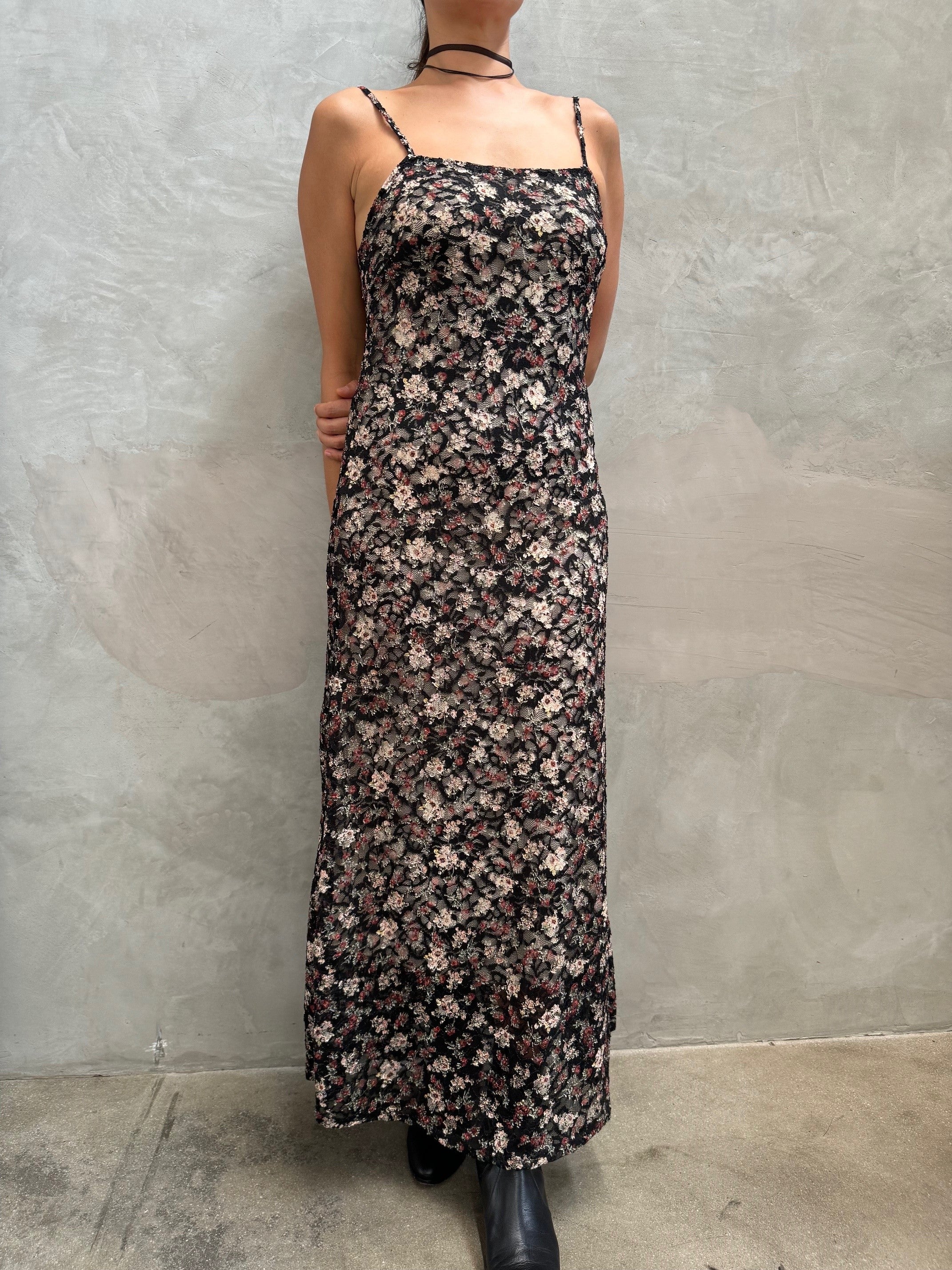 Audrey 3+1 Lacey Floral Maxi Dress D6942 - Floral / S Audrey 3+1 Lacey Floral Maxi Dress D6942 - Floral / S
