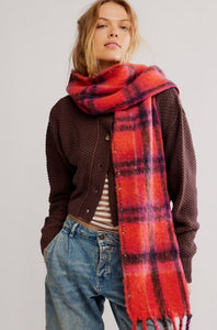 Free People Highland Plaid Skinny Scarf ACCESSFP