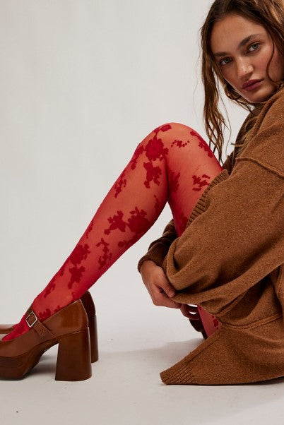 Free People Flocked Floral Tights CLF22600