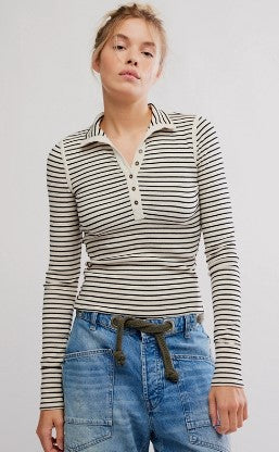 Free People Lake Henley Stripe OB2317594