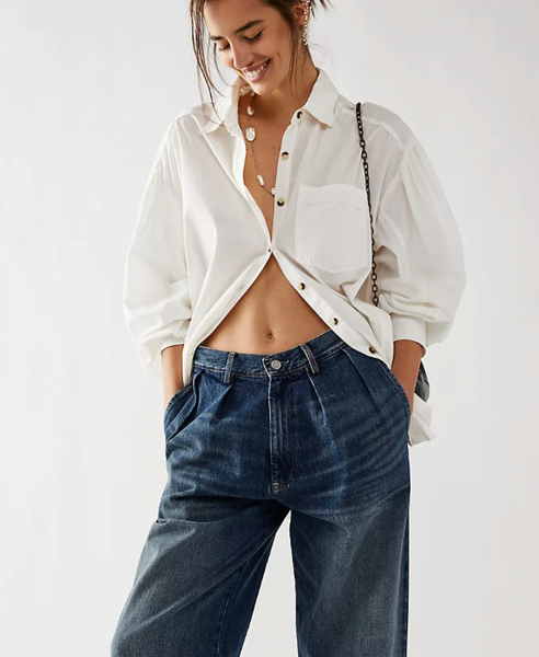 Free People Happy Hour Solid Poplin Top OB1475056 – Hot Knots
